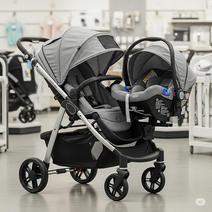 Graco Click Connect Modes Travel System with infant car seat and stroller, designed for seamless transitions and convenience for new parents.