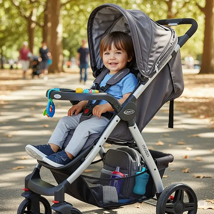 Graco Modes travel system stroller configured for a toddler, highlighting its versatility and long-term use.