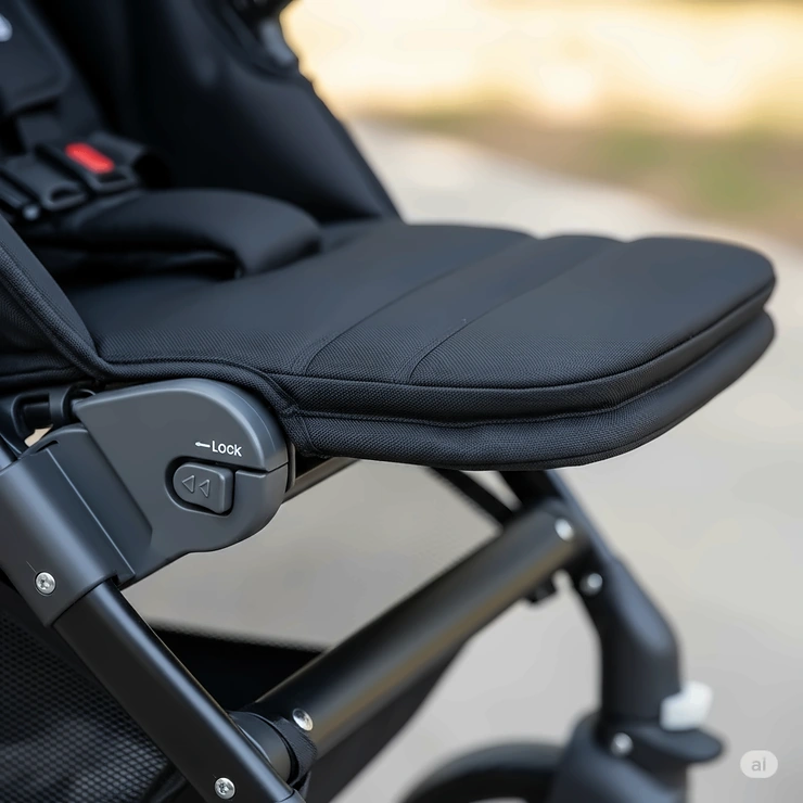 The adjustable footrest on the Valco Trend Duo stroller for child comfort.