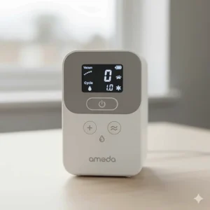 Image of the Ameda Mya Joy Plus pump's control panel, showing the vacuum and cycle settings for personalized pumping.