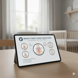 Visual guide to proper breast pump flange sizing, a critical step for comfortable and effective milk removal during relactation.