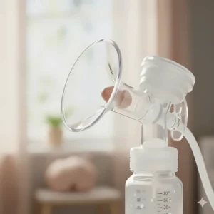 Close-up of a breast pump large flange size designed for mothers with large breasts to ensure comfort and efficiency.