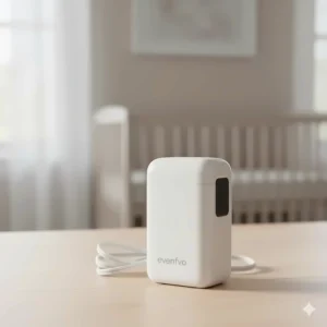 A close-up shot of the Evenflo Deluxe Advanced Breast Pump's powerful, quiet, and lightweight motor.
