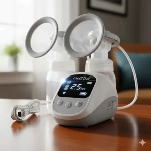 The Motif Duo's built-in rechargeable battery, allowing for up to 2.5 hours of convenient, cordless pumping.
