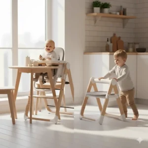 Image showing a multi-use high chair converting from a full seat to a toddler stool.