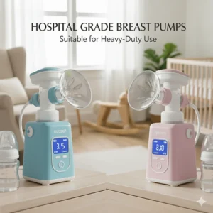 Image of the Spectra S1 and S2 with text labeling them as hospital-grade breast pumps suitable for heavy-duty use.