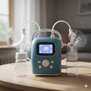 Diagram illustrating the Spectra S1 breast pump kit assembled for double pumping, with two tubing sets connected to the pump motor.