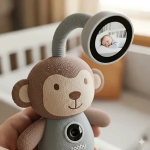 The unique stuffed animal design of the Zooby baby monitor.