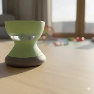 Close-up showing a wide, weighted base design for toddler cups to prevent spills by 15-18 month old children.