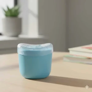 A Munchkin Miracle 360 sippy cup, a great option for a baby who refuses a bottle as it teaches natural open-cup drinking.