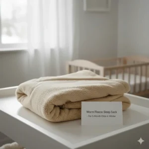 A cozy, warm fleece sleep sack (high TOG) for a 5-month-old baby during the cold winter months.