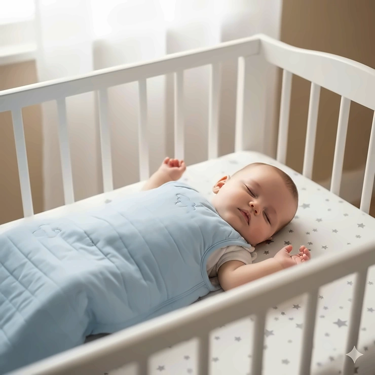 Best choice for a 4-month-old baby sleep sack, showing a safe, comfortable, and age-appropriate fit in a crib.