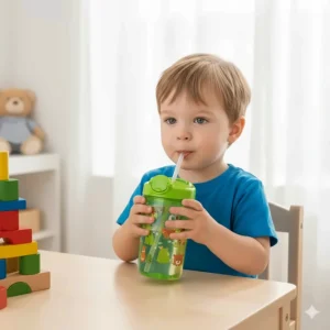 A taller, large-capacity straw cup with a secure lid for older toddlers (18 months and up).