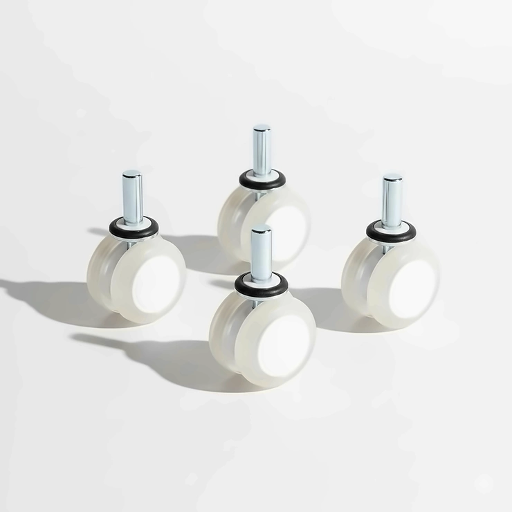 A set of four universal baby walker replacement wheels displayed on a clean white background.