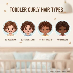 A diagram illustrating different curl patterns for babies, from loose waves to tight coils.