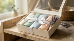 A beautifully packaged set of the best baby washcloths, ideal for a baby shower gift.
