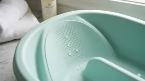 Close-up illustration of the non-slip interior surface of a top-rated bathtub for twins.