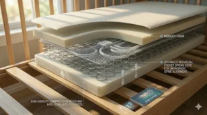 Demonstration of the liquid-proof outer layer on the heated cooling crib mattress.