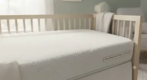 A clean, hypoallergenic climate control crib mattress designed for baby comfort and health.