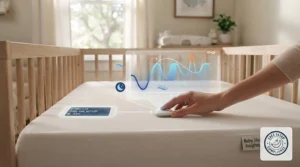 Graphic showing how a baby sleep insights mattress supports deeper sleep stages for infants.