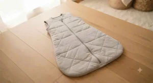Organic cotton 2.5 TOG sleep sack shown laid flat to display its roomy design