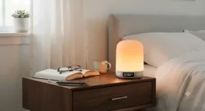 A multi-function sunrise simulator night light featuring built-in sleep sounds and alarms.