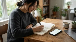 Evaluating a milestone tracker journal vs digital tracker for babies by writing memories in a keepsake book