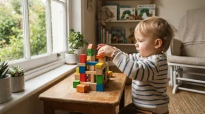 smart building blocks vs traditional blocks for toddlers demonstrating fine motor development through stacking