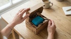 Unboxing a brand new parental control tablet specifically packaged for toddlers