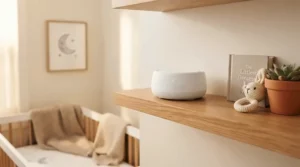 Parent placing tech toys for newborns 0-6 months on a changing table for auditory stimulation.